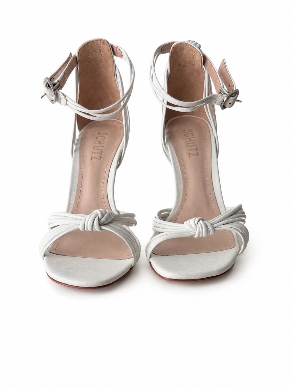 SCHUTZ White Knotted Front Ankle-Strap Heels size 7 | NEVER WORN